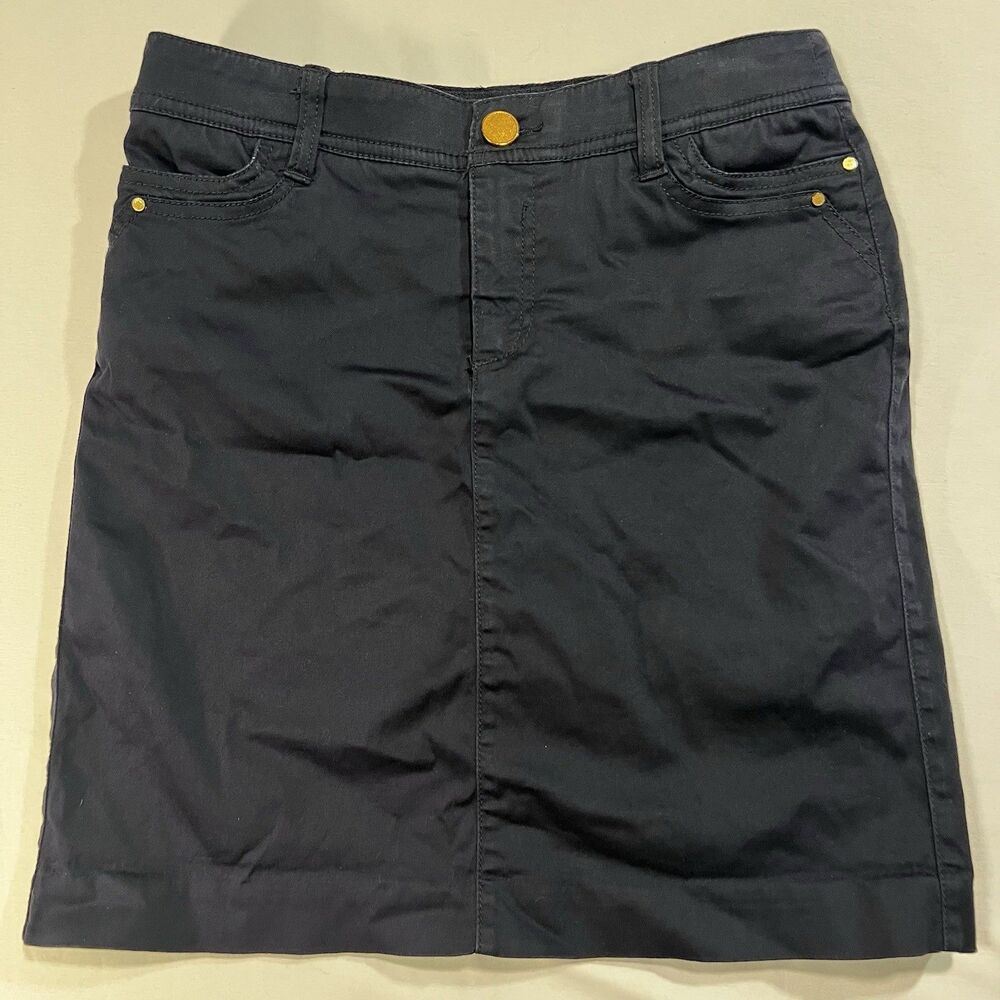 Charter Club Petite 2P Dark Navy Blue Skort Skirt Shorts Gold Button Mini Twill